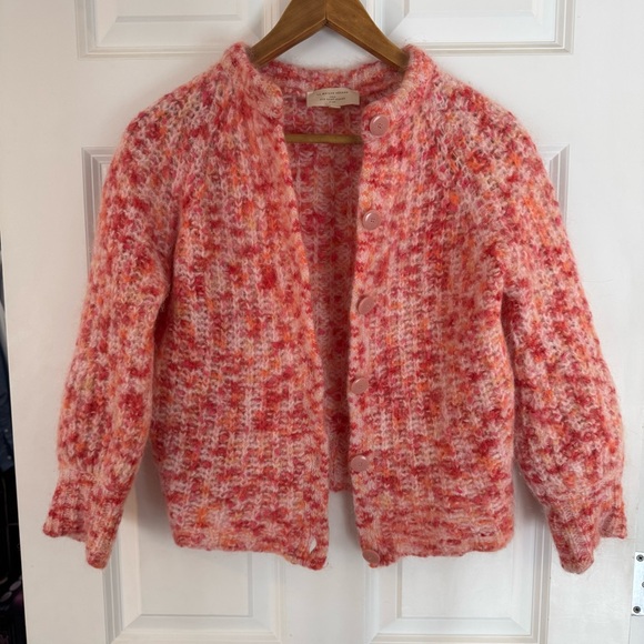 Sezane Emile cardigan multicolored pink orange alpaca wool blend sweater - Picture 2 of 14
